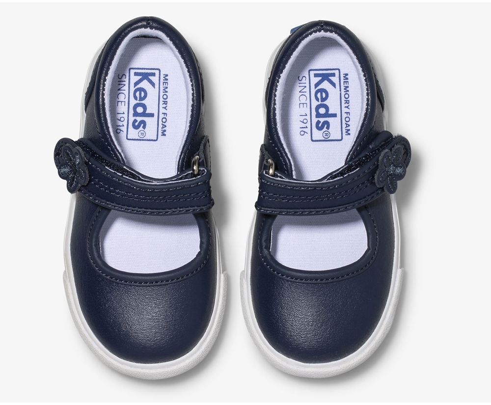 Kids Keds Slip Ons - Ella Mary Jane - Navy - 3907-BXKOY